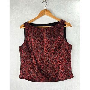 Formal Tank Top Red Black Paisley Shimmer JR Nites Sz14 Sleeveless Evening Wear